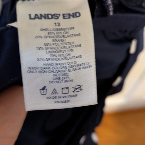 Lands End Navy Blue Polka Dot Swim Top 12 - Picture 4 of 7